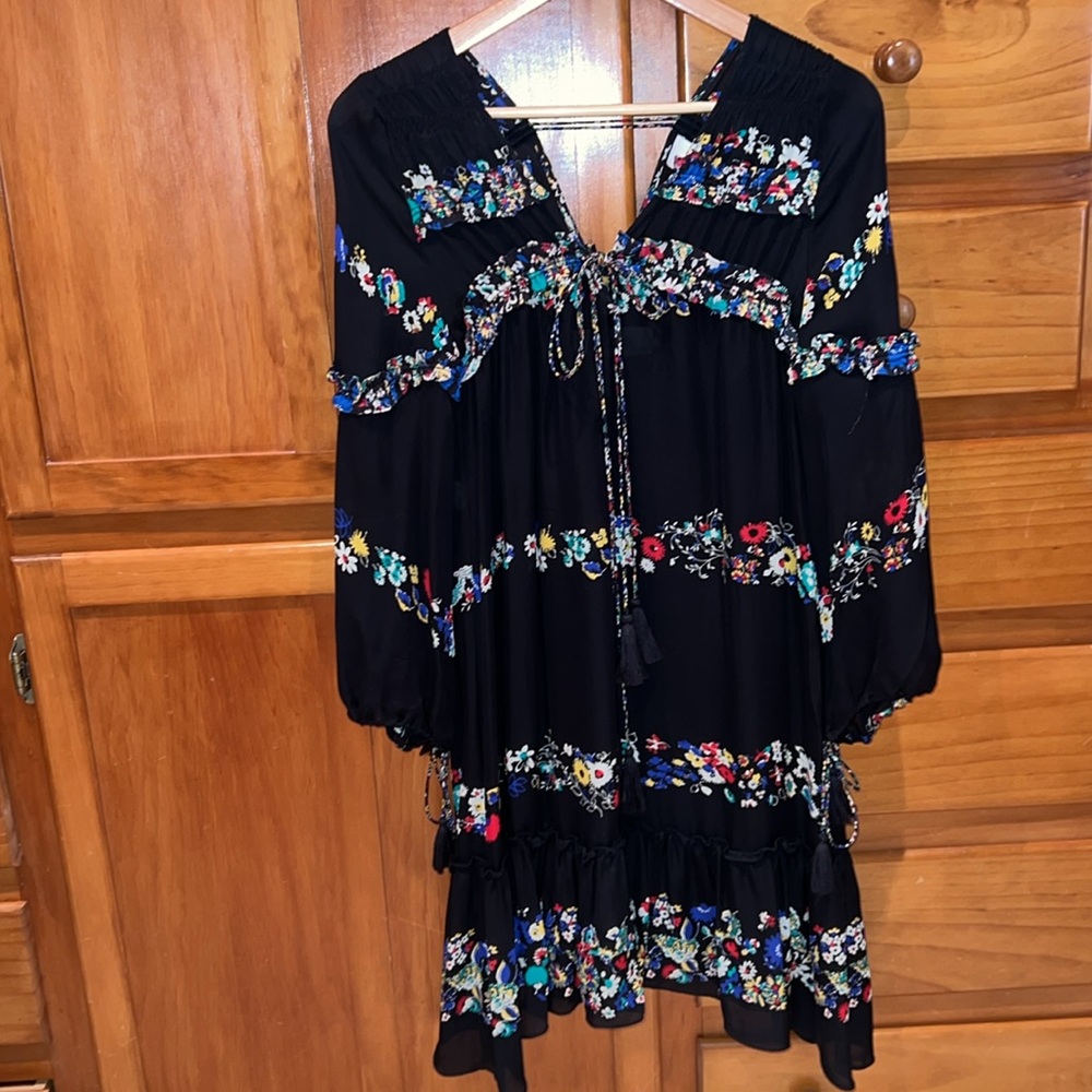 Derek Lam 10 Crosby Black Floral Print Dress Size 4